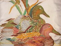 Detail Seidenkissen Enten